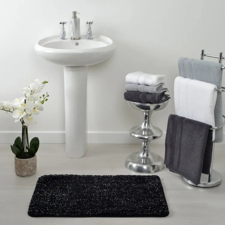 Black Sparkle Bath Mat - Glam Bathroom decor