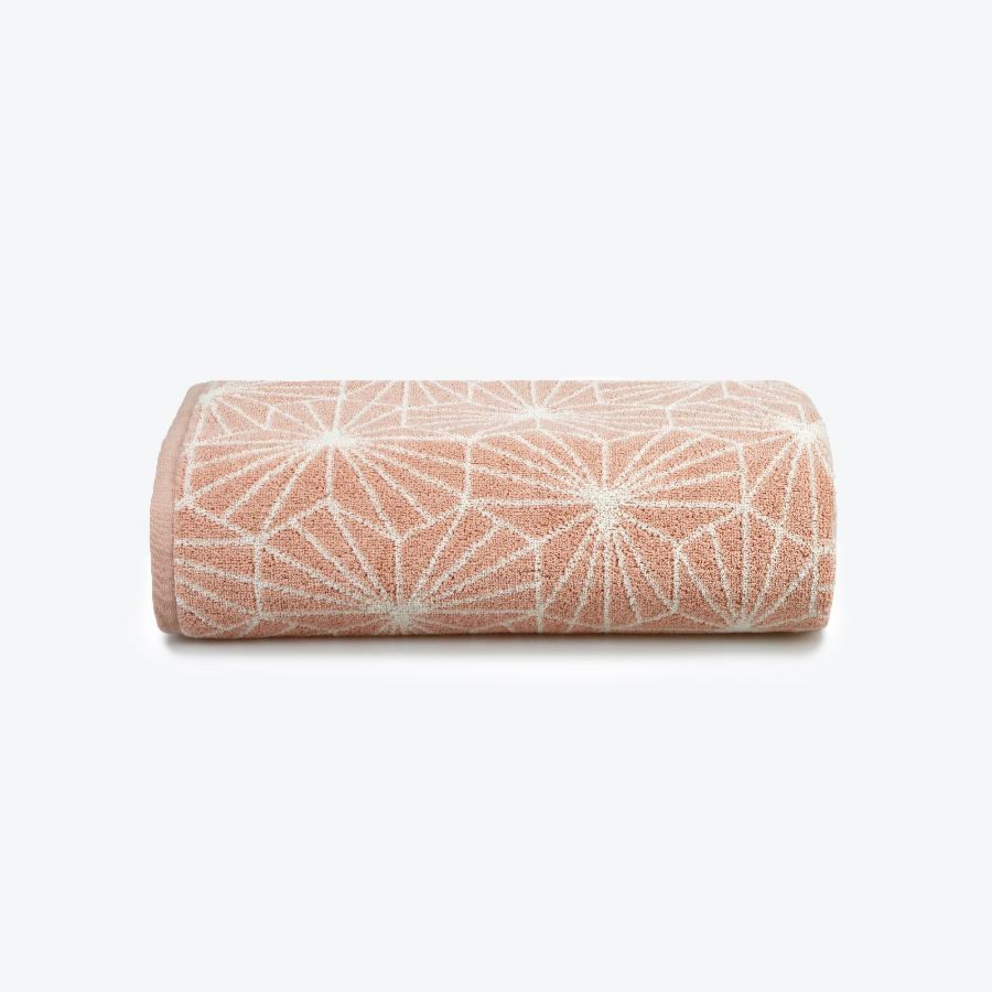 Blush Pink Geometric Towel Bale - Co-ordinated Patterned Bathroom Hand Towels