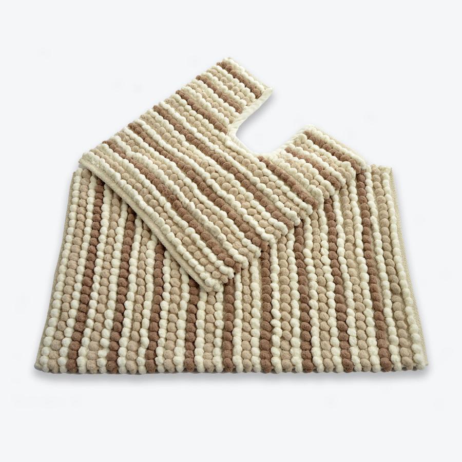 Neutral 2pc Luxury Bath Mat and Pedestal Set - Super soft chunky bobbles