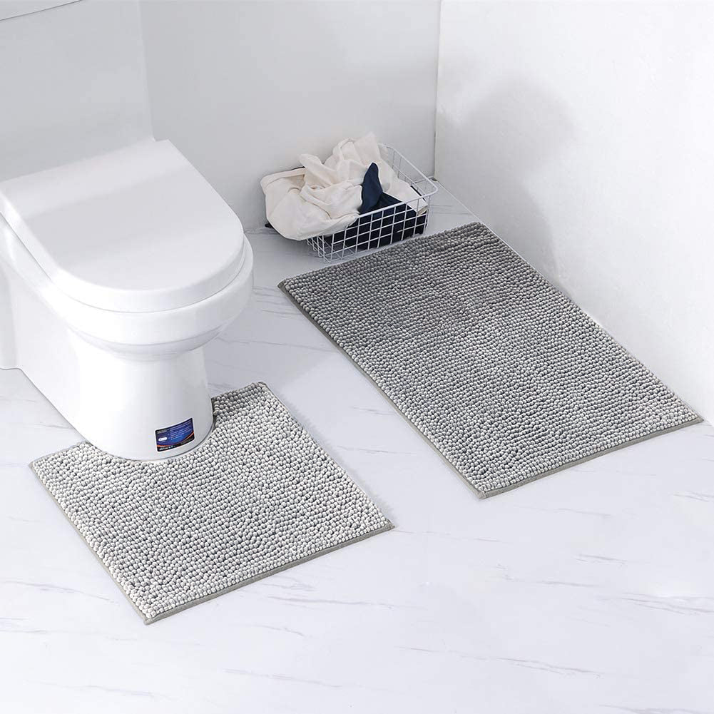 Chenille Bobble Non Slip Bath Mat & Pedestal Set