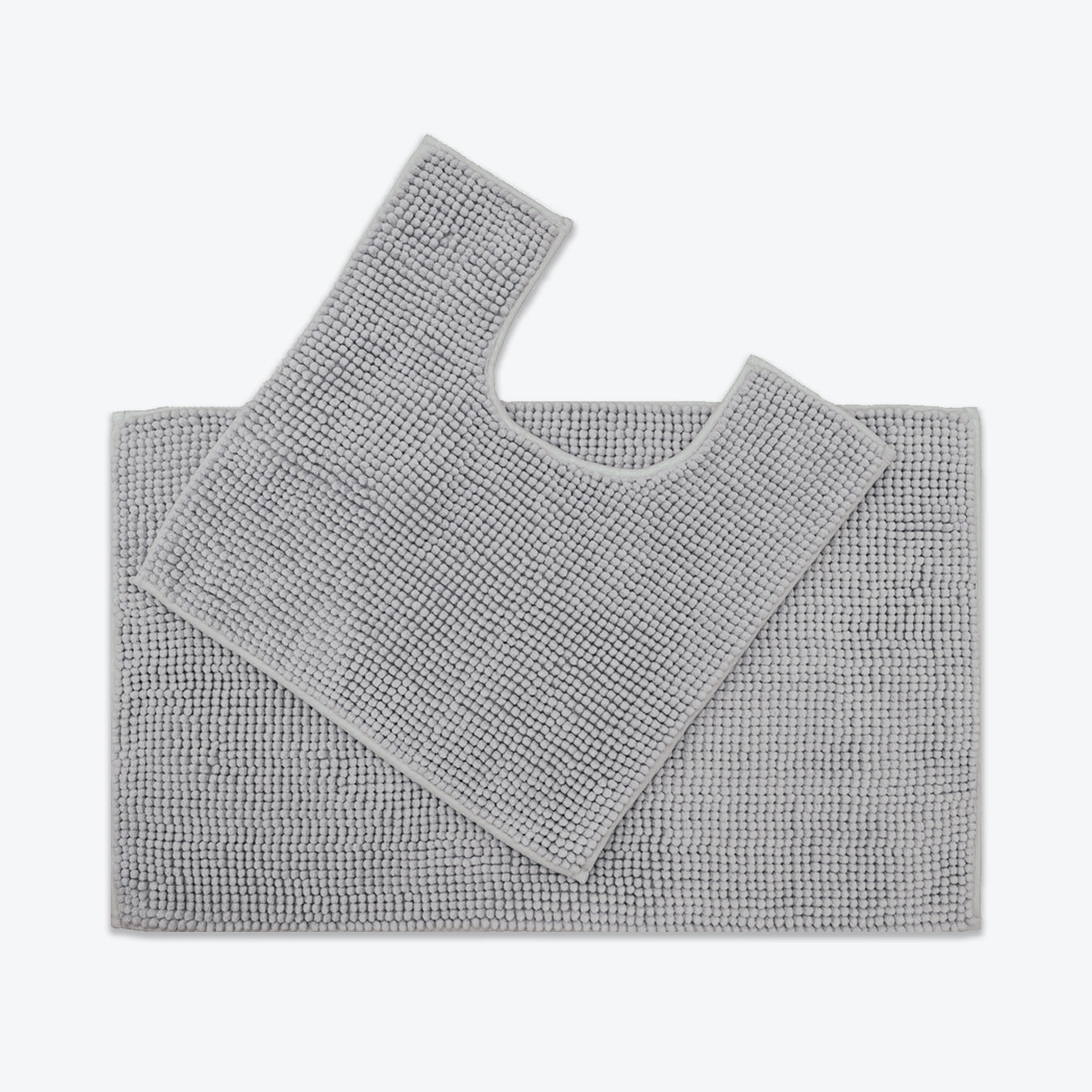Dove Grey 2pc Bathroom Set - Bobble Chenille Bath Mat and Pedestal Mat Set Non Slip