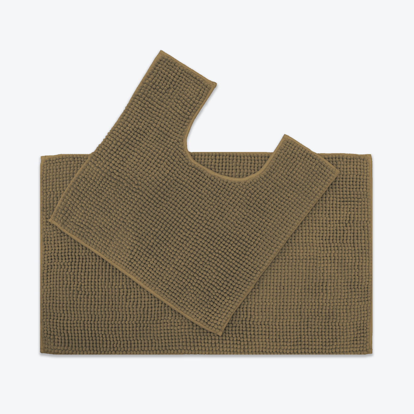 Mocha Brown 2pc Bathroom Set - Bobble Chenille Bath Mat and Pedestal Mat Set Non Slip