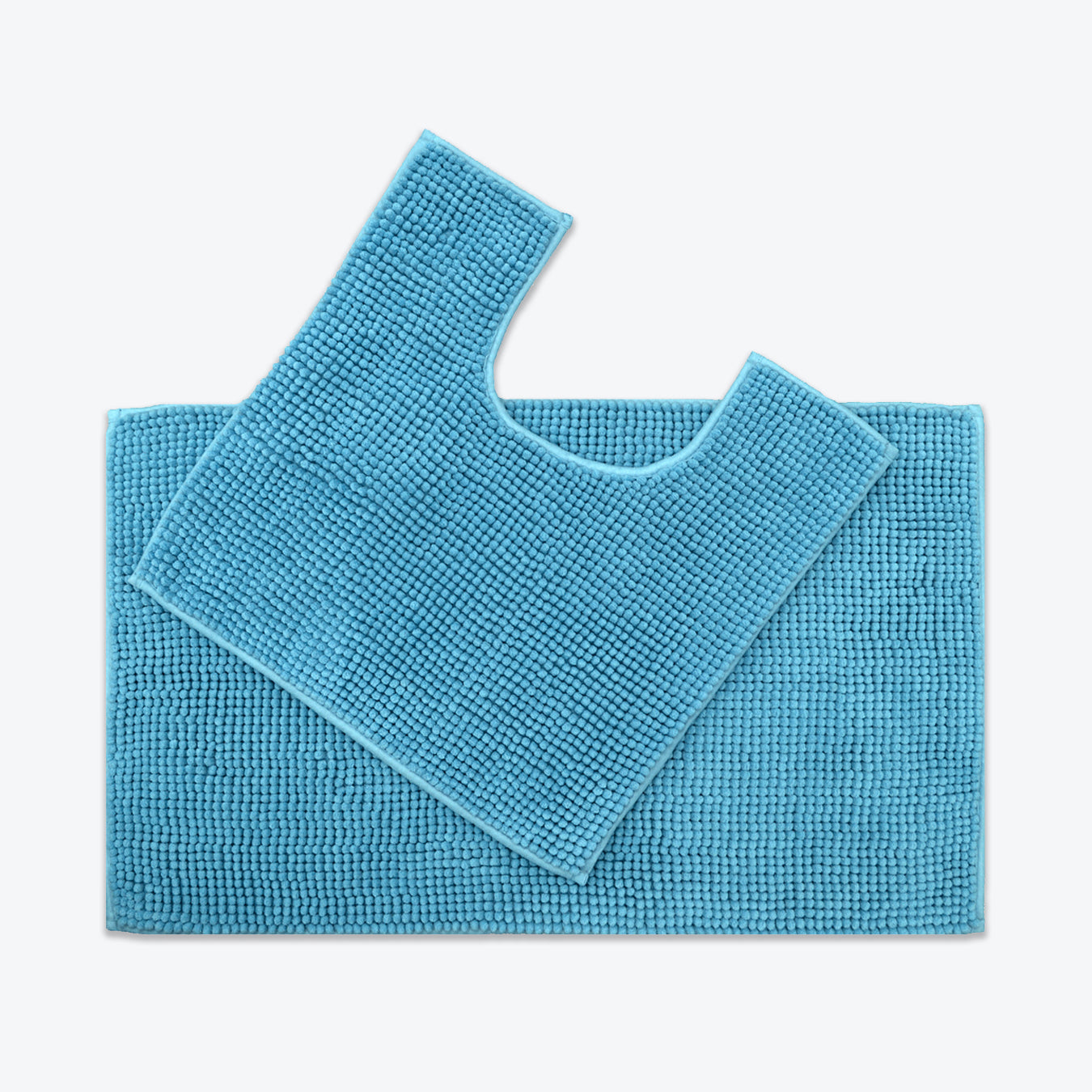 Turquoise 2pc Bathroom Set - Bobble Chenille Bath Mat and Pedestal Mat Set Non Slip