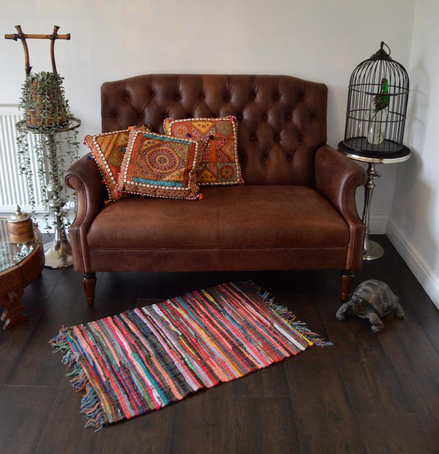 Chindi tasselled rug styled