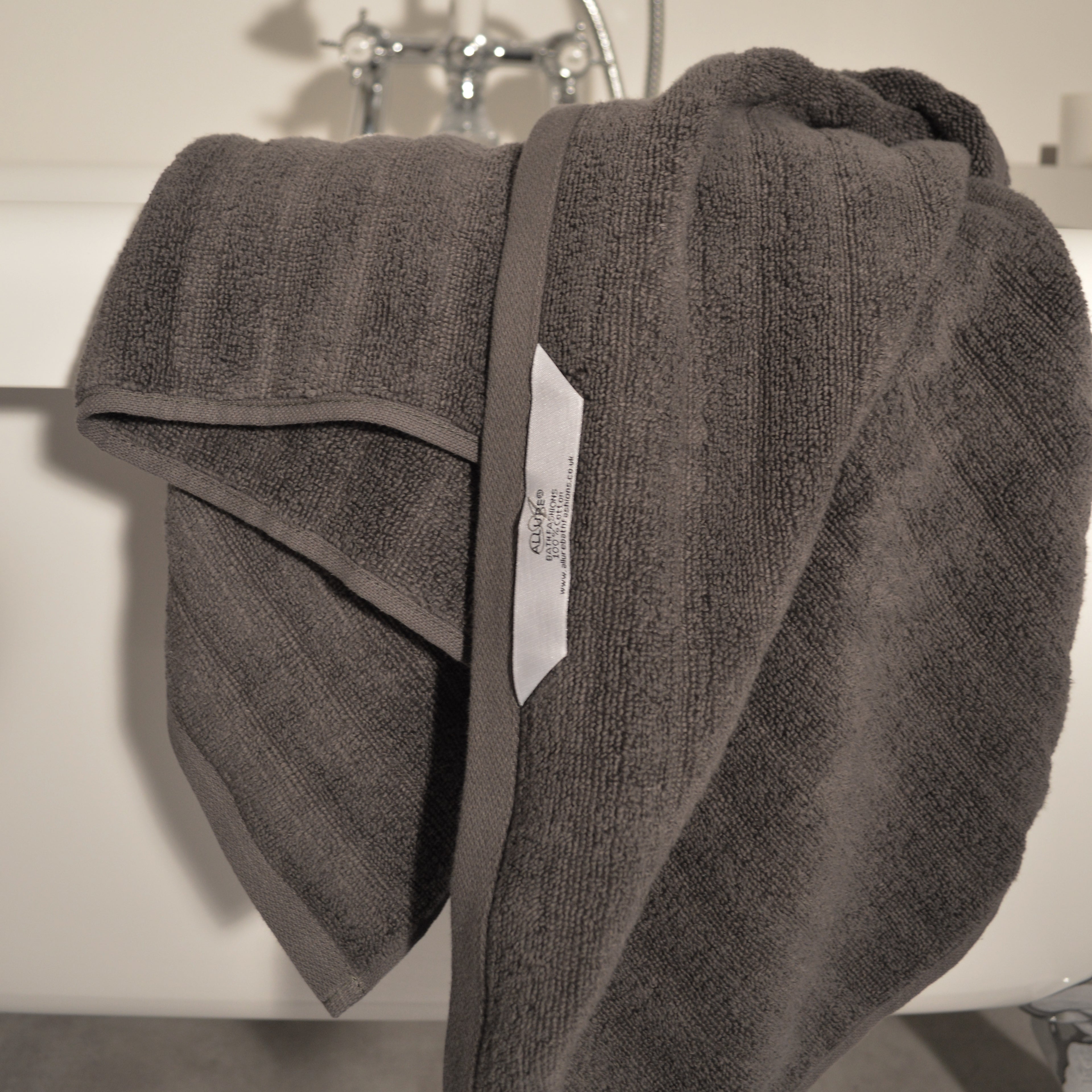 Zero twist charcoal grey ribbed towel