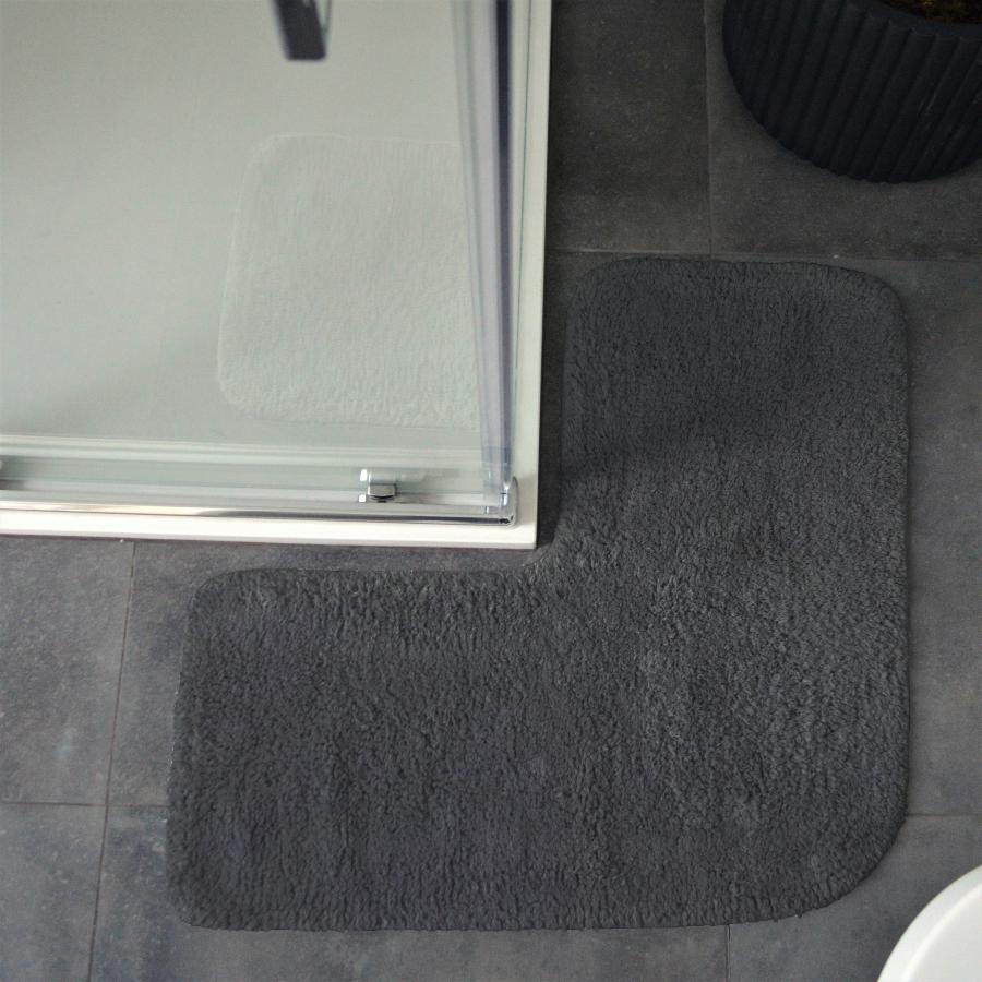 Charcoal grey corner shaped bath mat