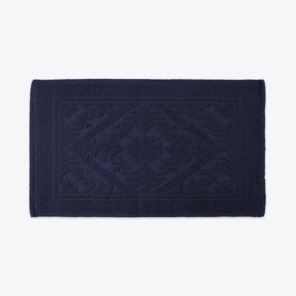 Navy Blue Country House Bath Mat - Textured Cotton Rug