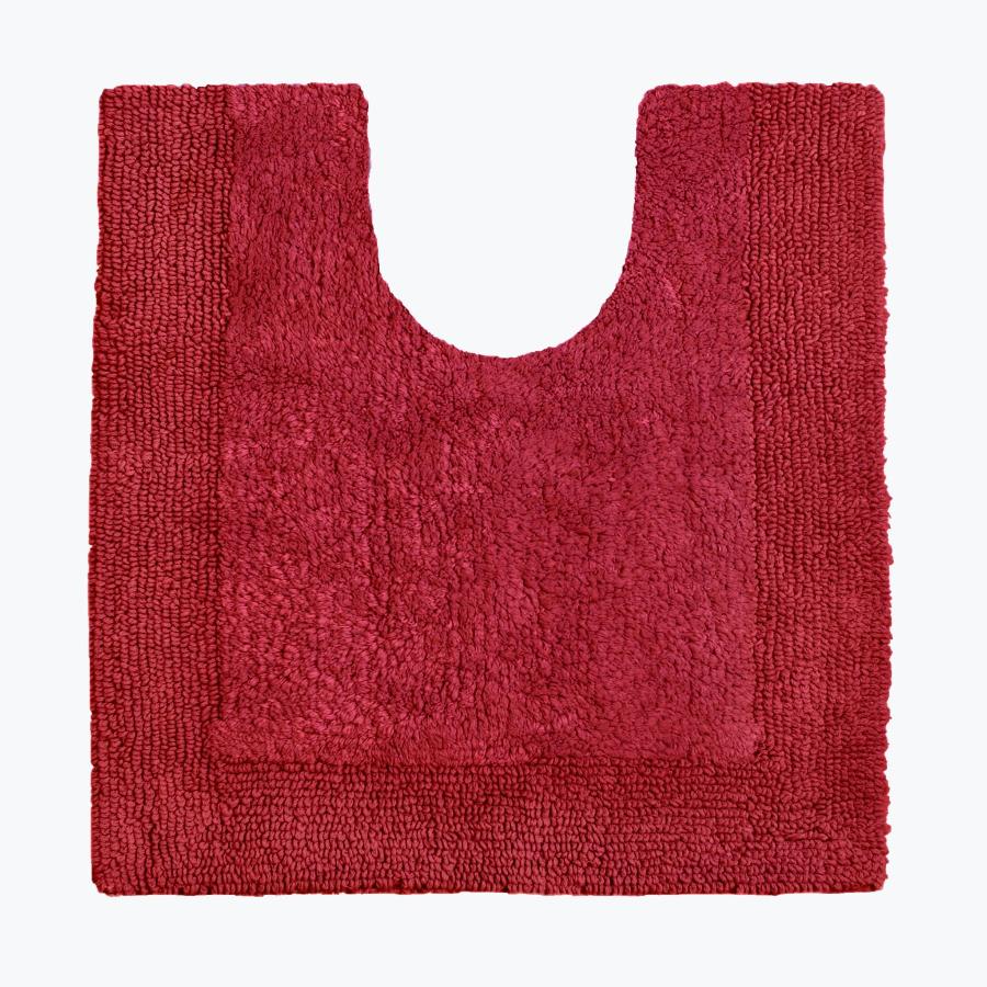 Cranberry Red Pedestal Mat - Cotton Toilet Mat Super Soft and Reversible
