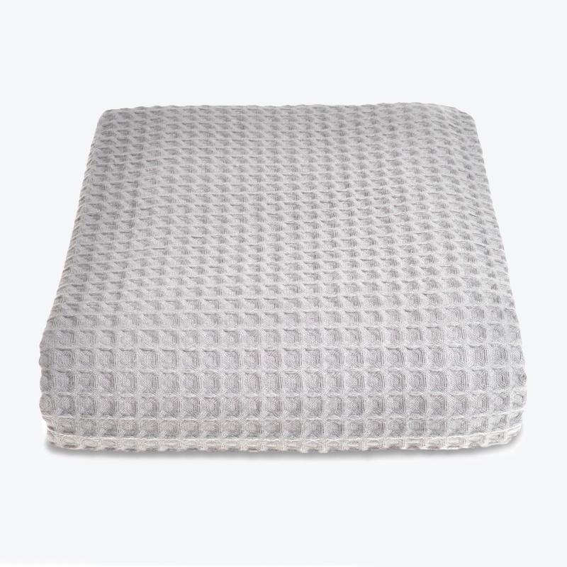 Dove Grey Premium Waffle Throw made from cotton. Hotel bedspread in grey for comfort and style all year.