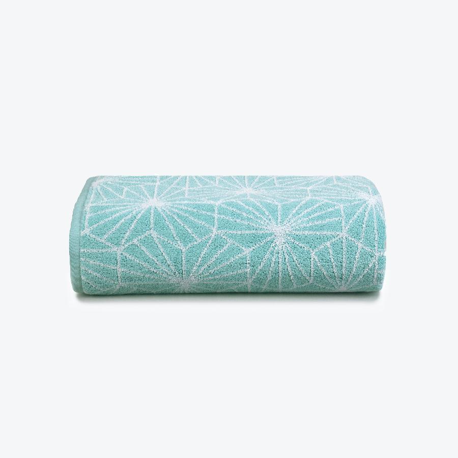 Duck Egg Blue Geometric Towel Bale - Co-ordinated Patterned Bathroom Hand Towels