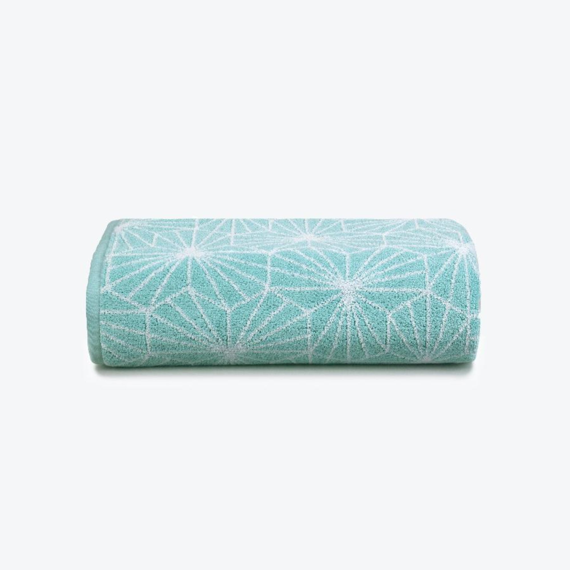 Duck Egg Blue Geometric Towel Bale - Co-ordinated Patterned Bathroom Hand Towels