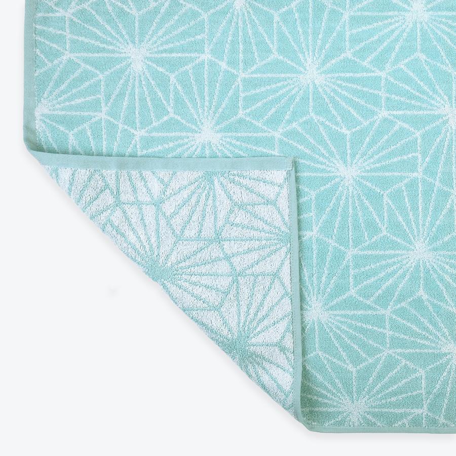 Duck Egg Reversible Geometric Towel - Patterned Bathroom Towels
