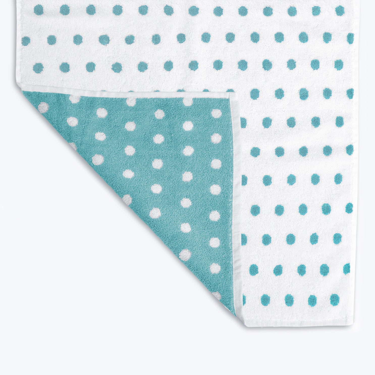 Patterned Bathroom Towels - Duck Egg Blue Spotty Towels Reversible