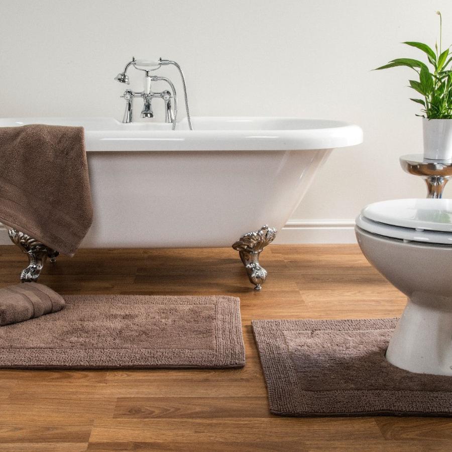 Mocha Brown Co-ordinated Bathroom Bats - Super Soft Cotton Pedestal Mat