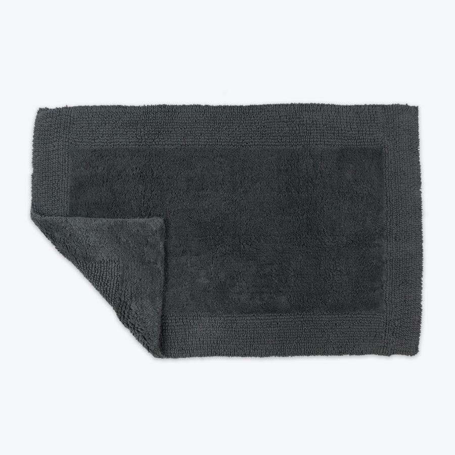 Charcoal Grey Reversible Cotton Large Bath Mat - Luxury Thick Bathmat