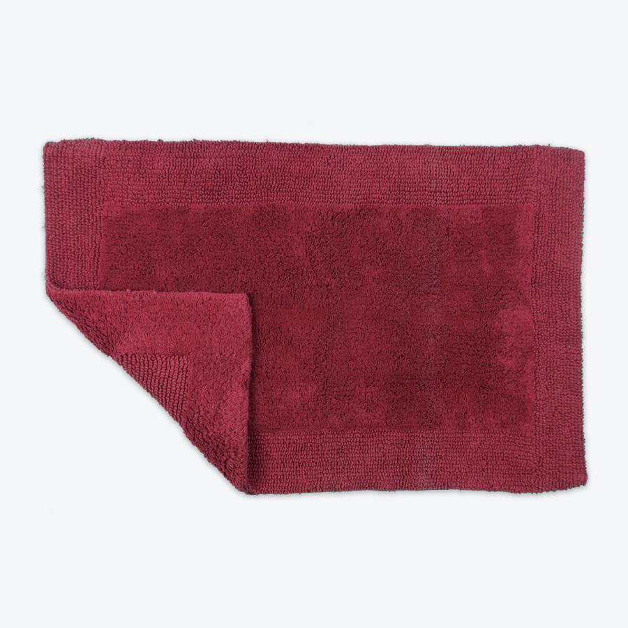 Cranberry Reversible Cotton Large Bath Mat - Luxury Thick Bathmat