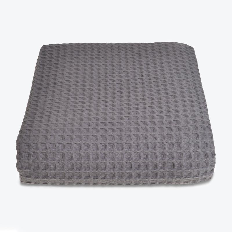 Charcoal Grey Premium Waffle Throw. Cotton bedspread king size, double or super king size.