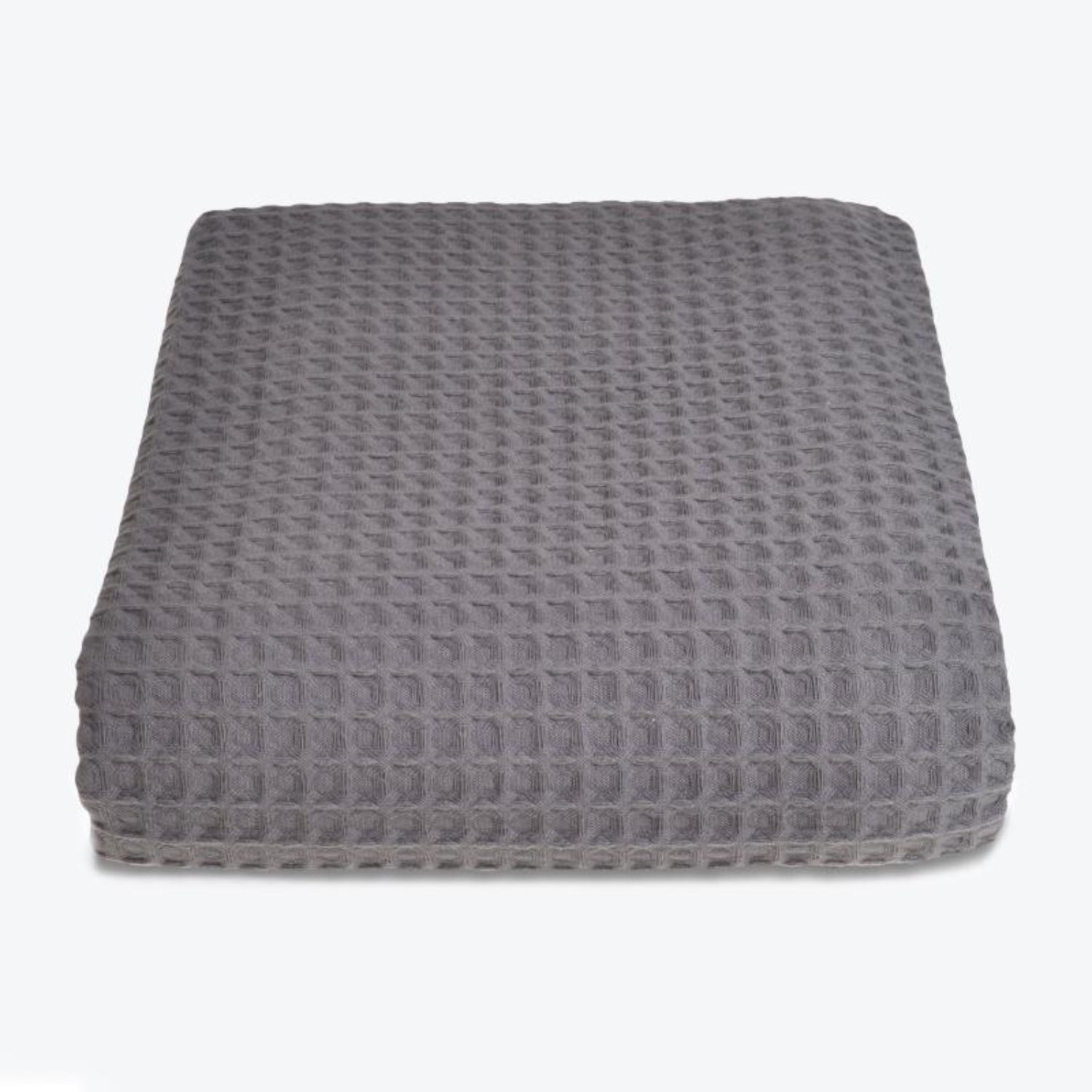 Charcoal Grey Premium Waffle Throw. Cotton bedspread king size, double or super king size.