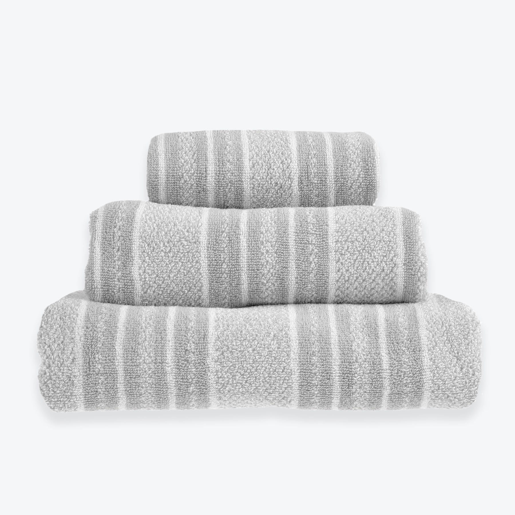 Patterned Bathroom Towels - Grey Striped Towels