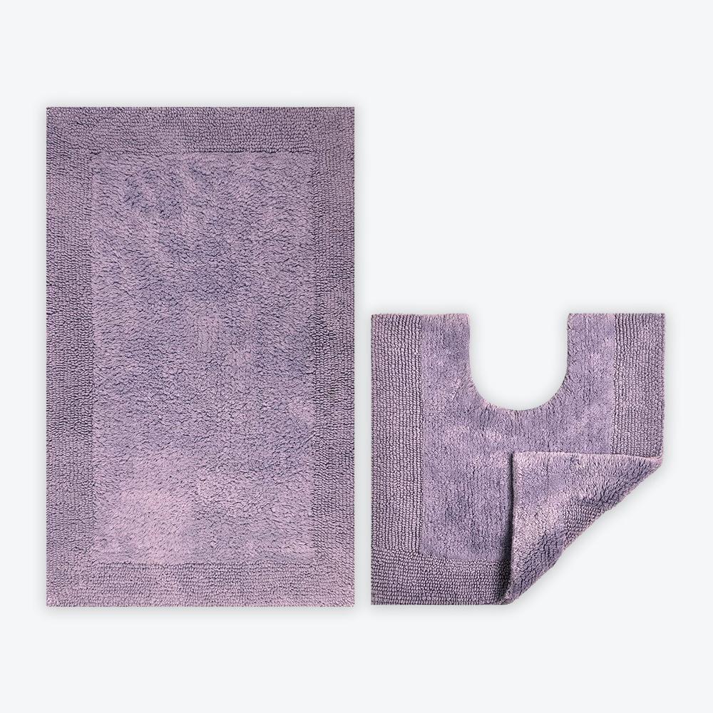 Heather lilac bath mat and pedestal mat 2pc set luxury reversible bathroom mats