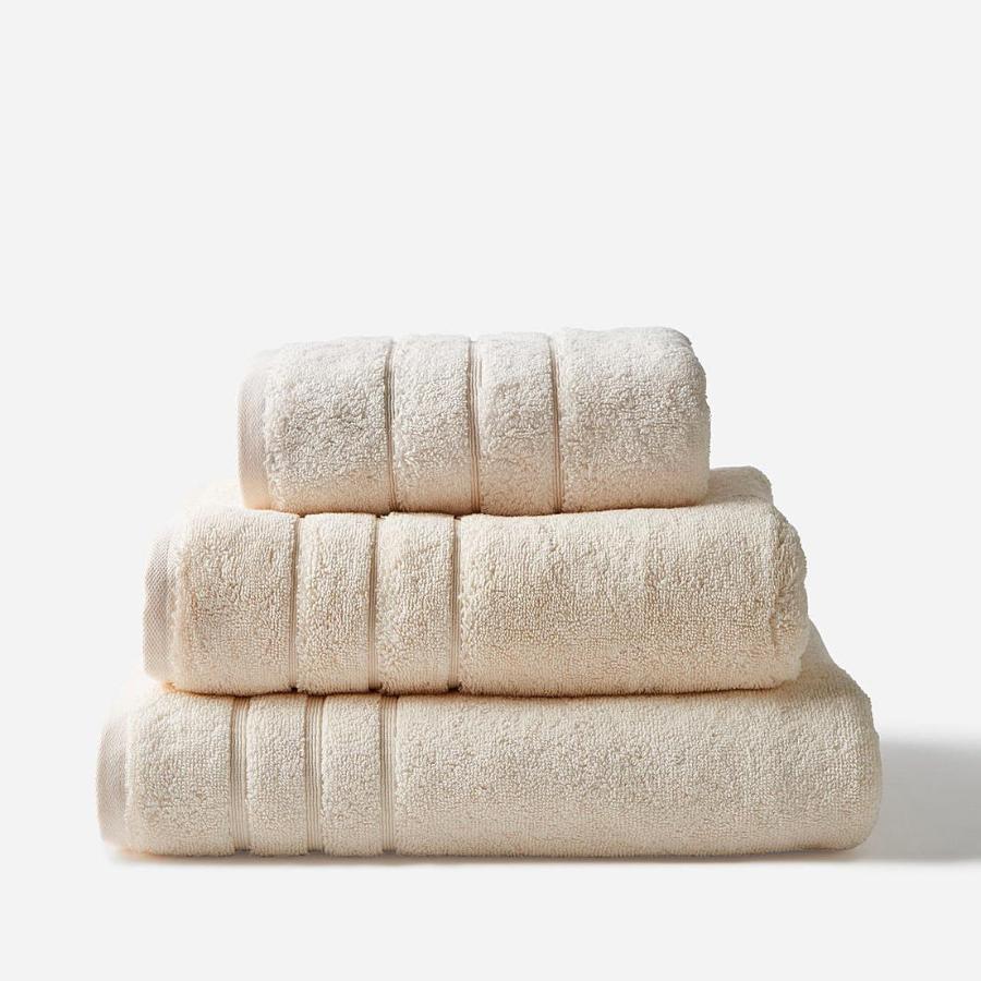 Luxury Hotel Towels - Cream Bathroom Towels in 3 sizes, hand towel, bath towel and bath sheet.