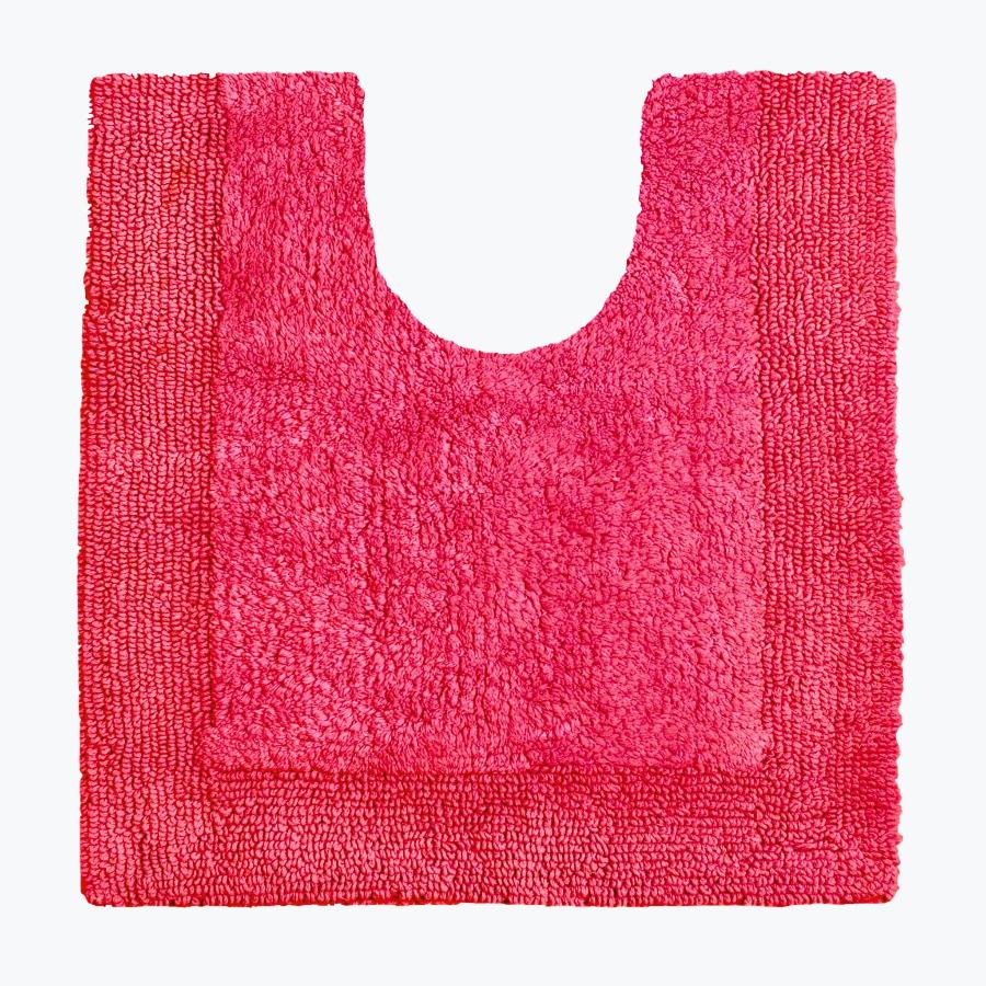 Hot Pink Pedestal Mat - Cotton Toilet Mat Super Soft and Reversible
