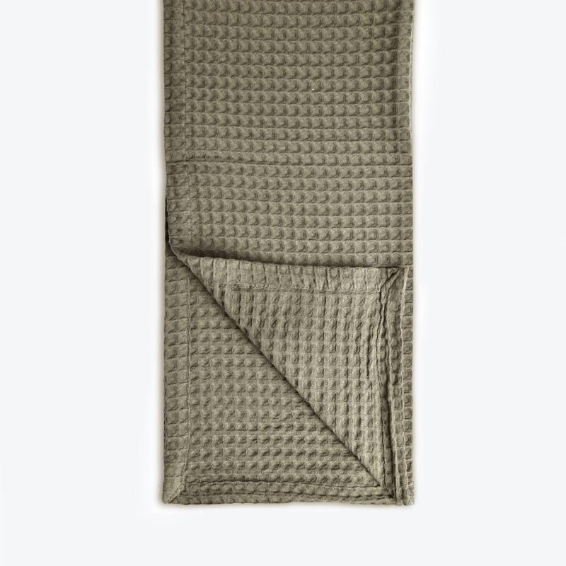 Khaki Waffle Bedspread in green - Premium Bedroom Throw for king size bed.