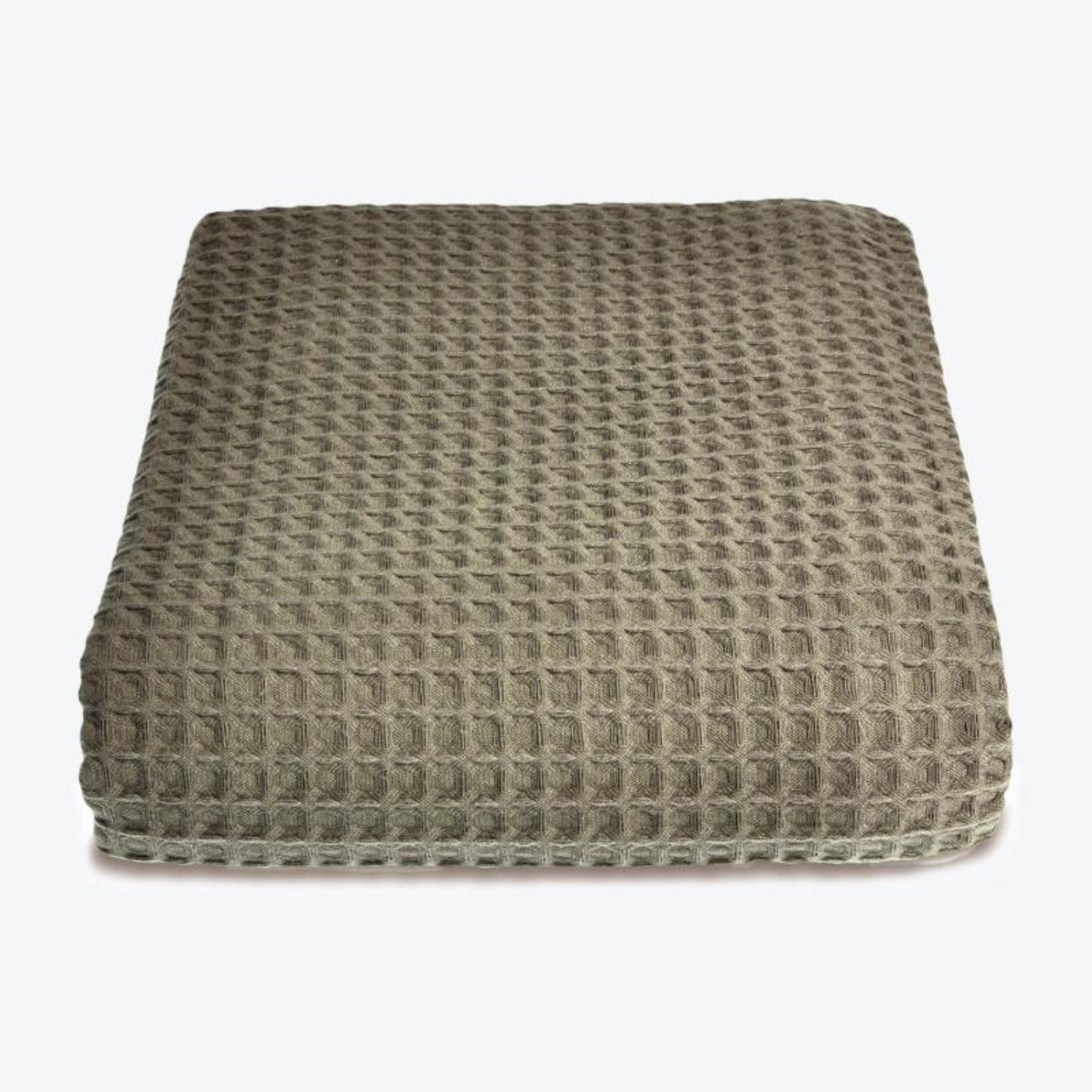 Khaki Premium Waffle Throw. Bedspread in green made from 100% cotton.