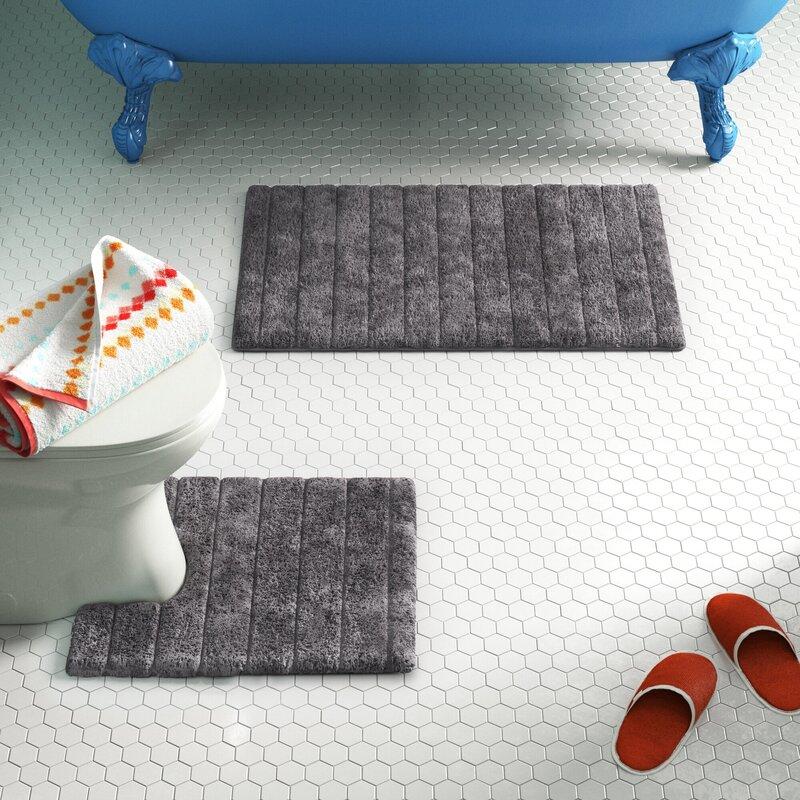 Luxury Bath Mat and Pedestal Set in Linear Ribbed Design - Allure Bath Fashions