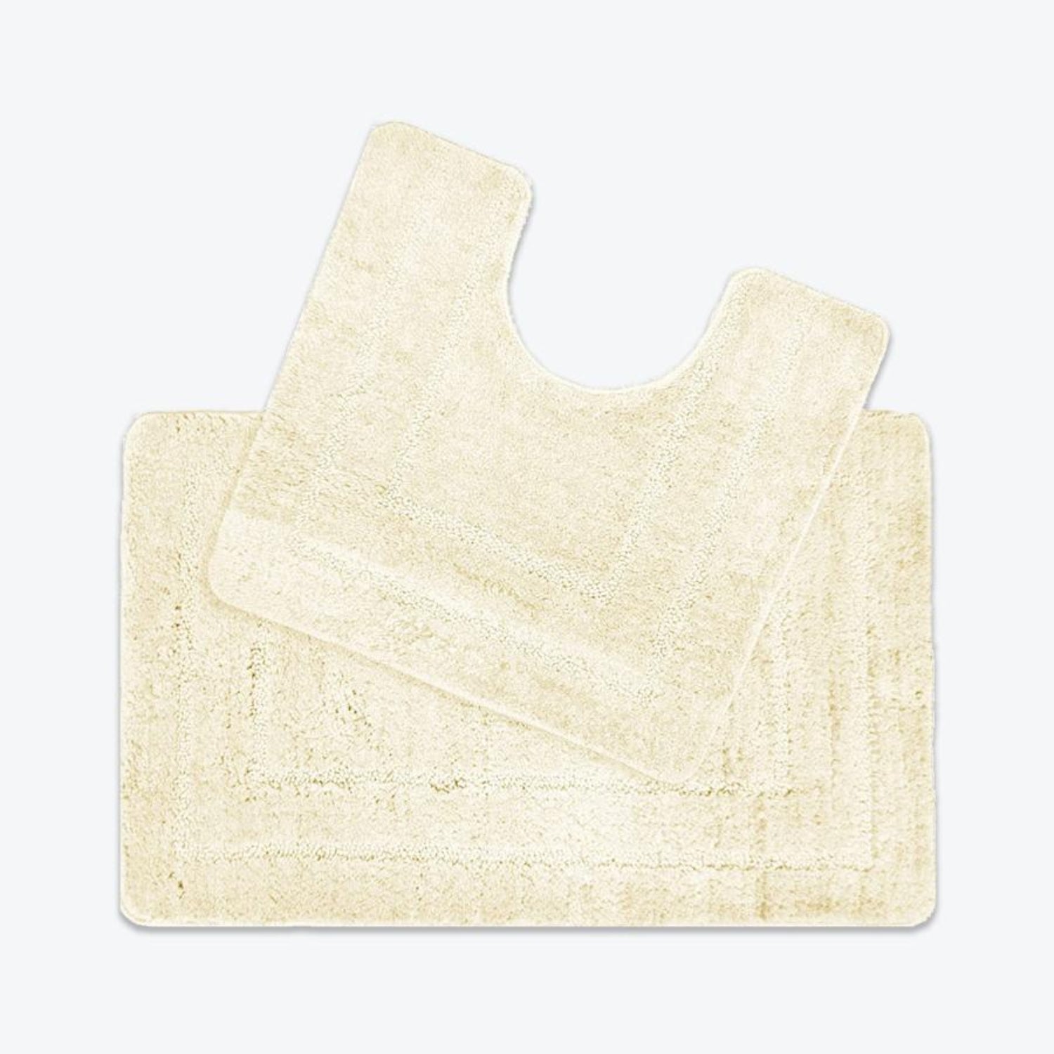 Cream Bath Mat and Pedestal Mat 2pc Bathroom Set Luxury Microfibre Super Soft and Non Slip Mats