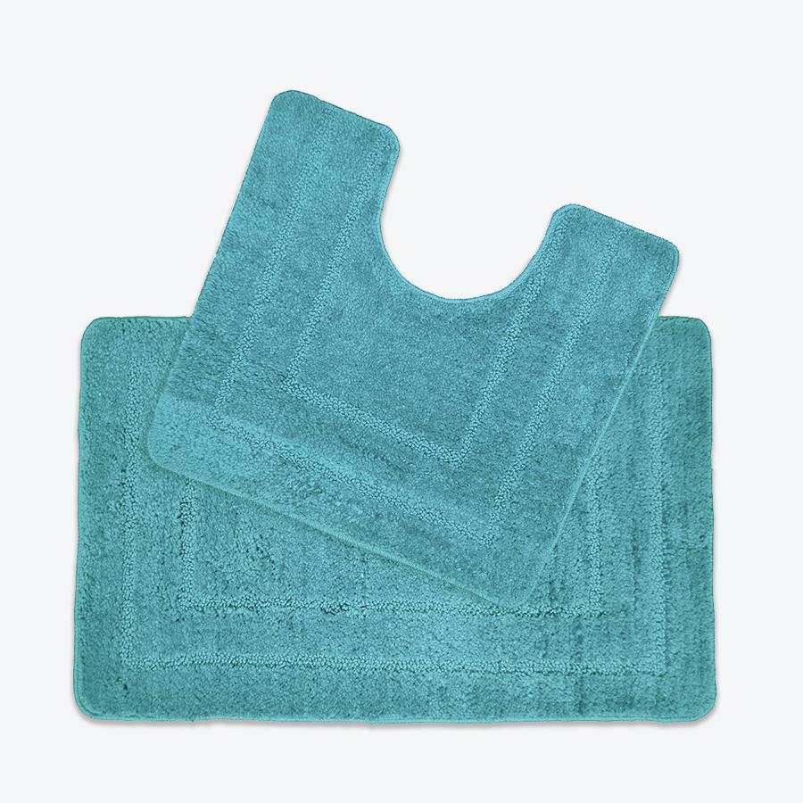 Duck Egg Bath Mat and Pedestal Mat 2pc Bathroom Set Luxury Microfibre Super Soft and Non Slip Mats