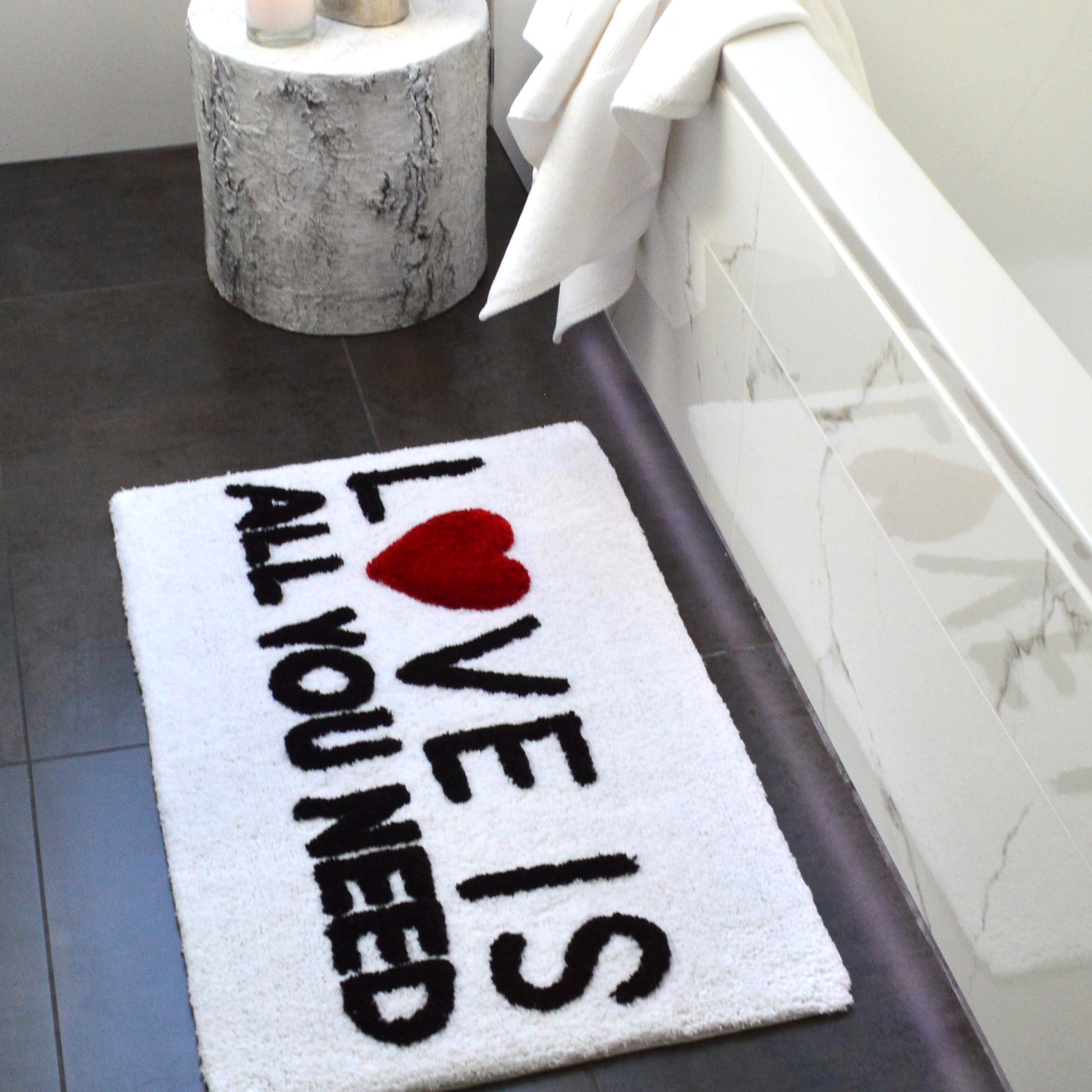 Love Is All You Need Tufted Slogan Bath Mat