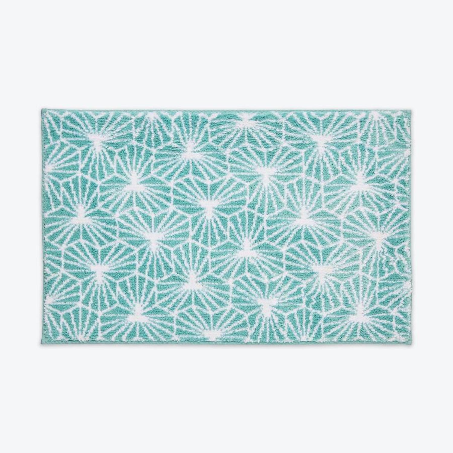 Duck egg geometric patterned bath mat