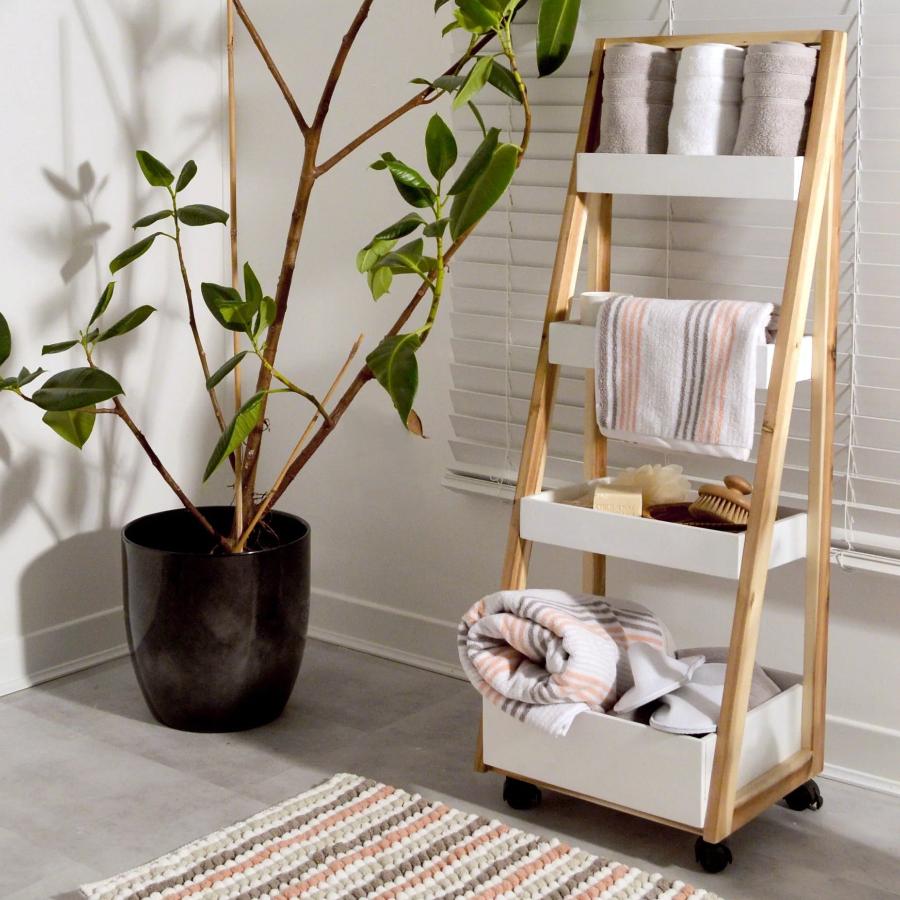 Blush Pink Striped Bathroom Towels - Stripe Patterned Towel