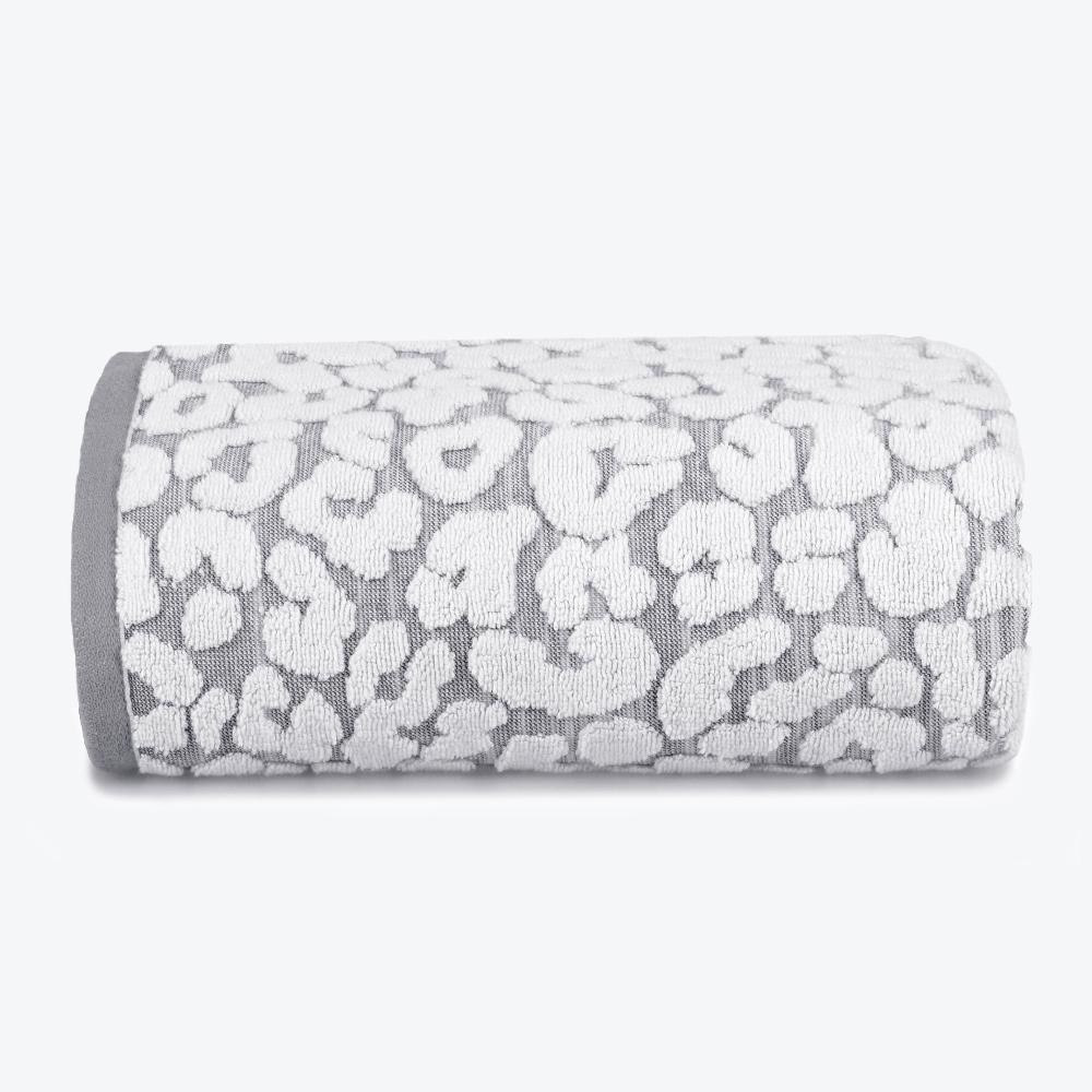 Grey leopard print bath towel