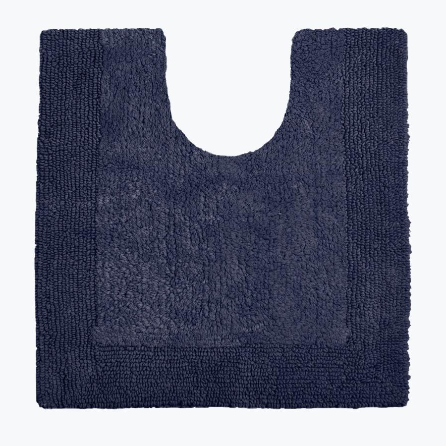 Navy Blue Pedestal Mat - Cotton Toilet Mat Super Soft and Reversible