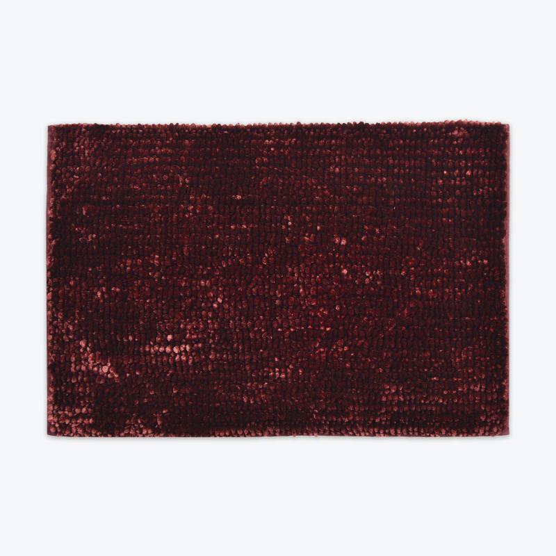 Bobli Maroon Bath Mat - Soft Chenille Bobble Bath Mat