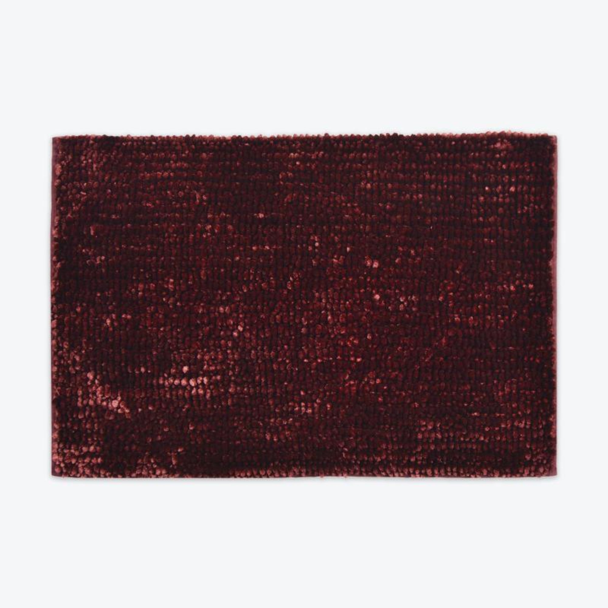 Bobli Maroon Bath Mat - Soft Chenille Bobble Bath Mat
