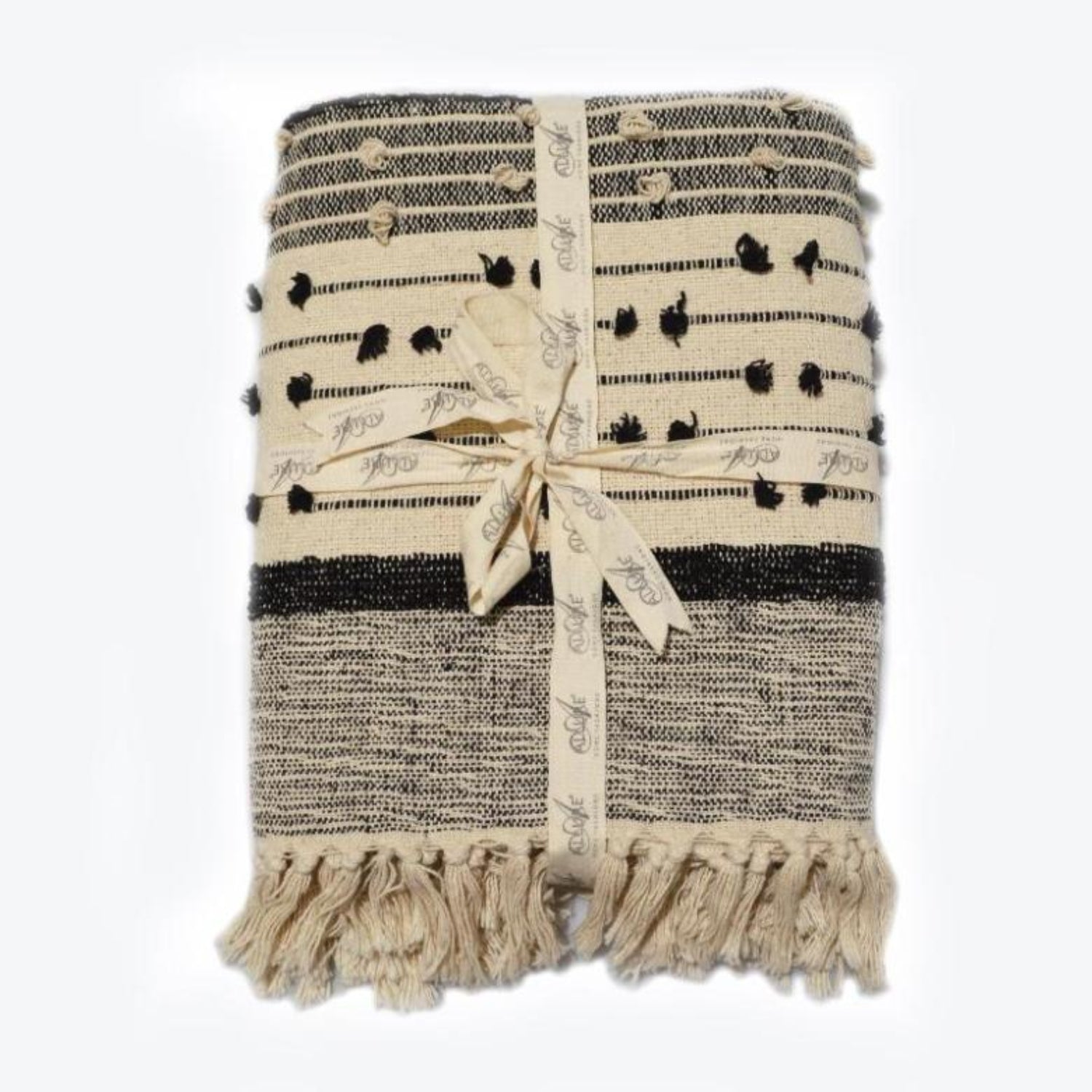 Nina boho style throw, ribbon tied gift.