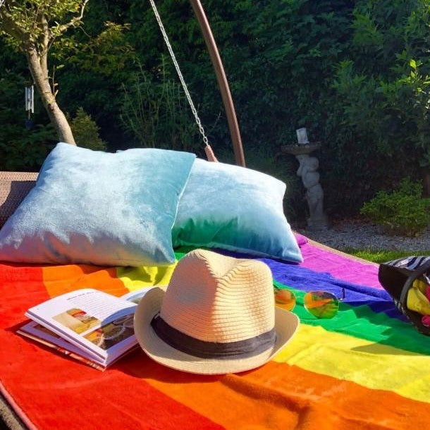 XL premium cabana beach towel, rainbow stripe