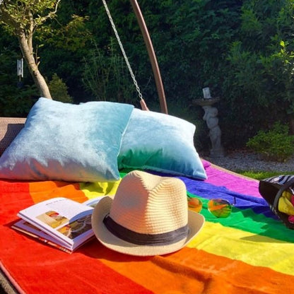 XL premium cabana beach towel, rainbow stripe