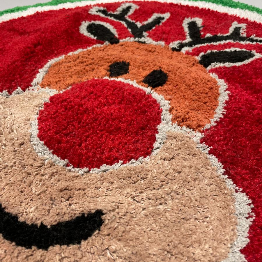 Christmas Round Bath Mat - Santa and Rudolph Rug