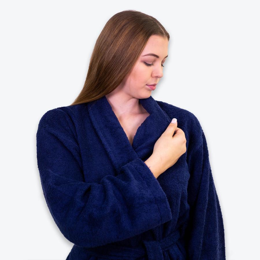 Navy Blue Cotton Bathrobe Unisex