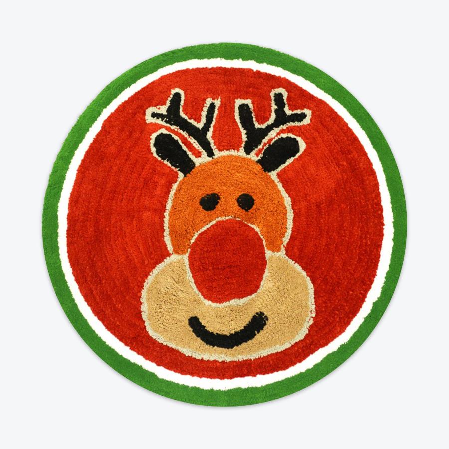 Christmas Round Bath Mat - Santa and Rudolph Rug