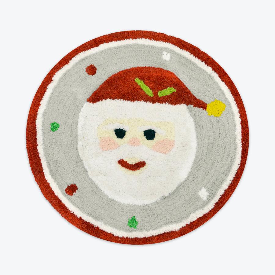 Christmas Round Bath Mat - Santa and Rudolph Rug