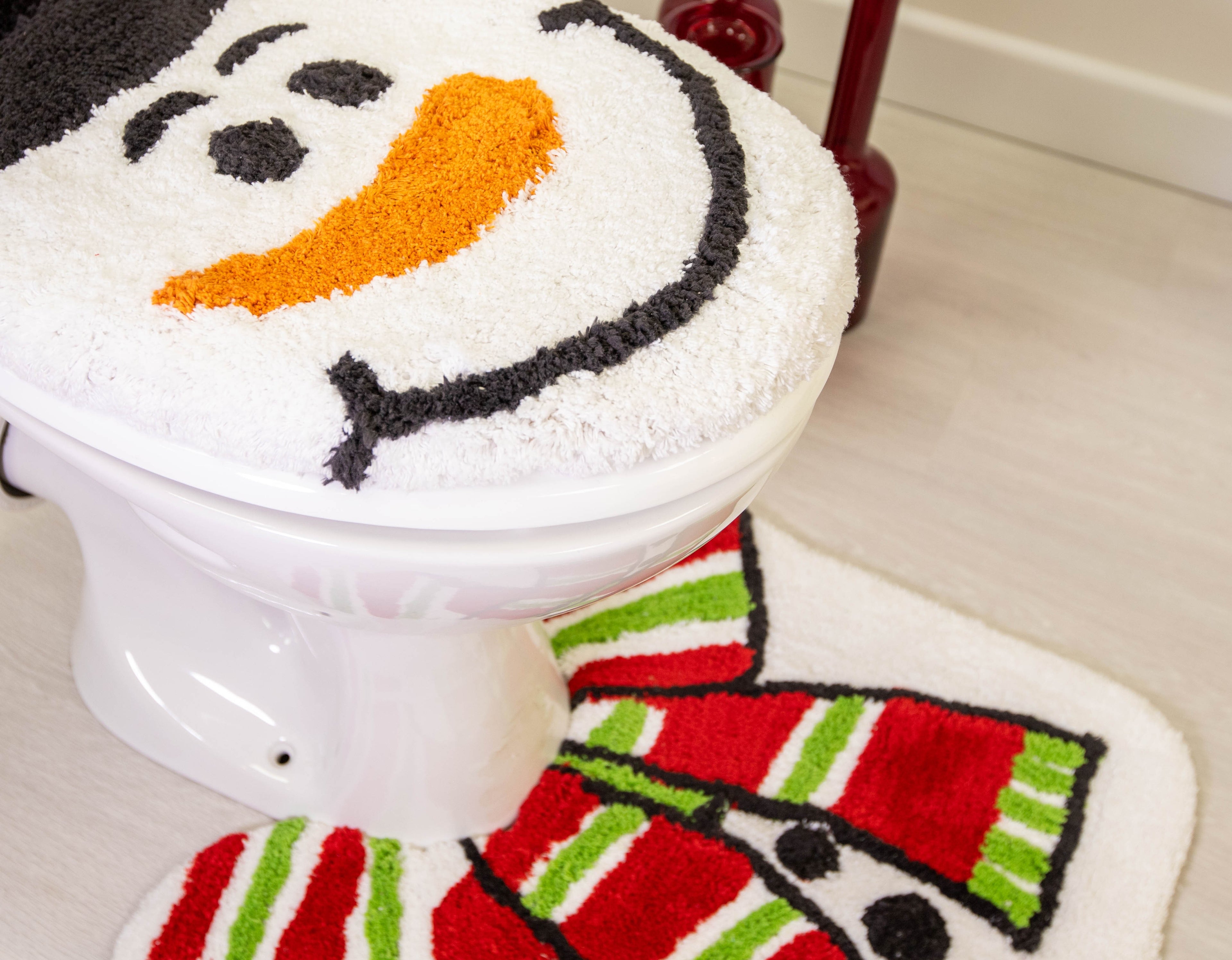 Snowman Pedestal Mat and Toilet Seat Cover Set