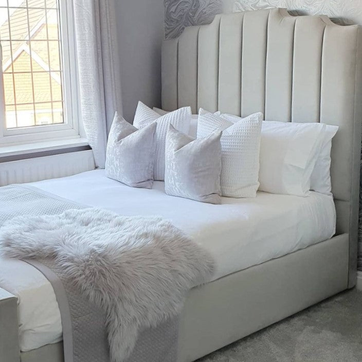 white textured waffle cushion covers set