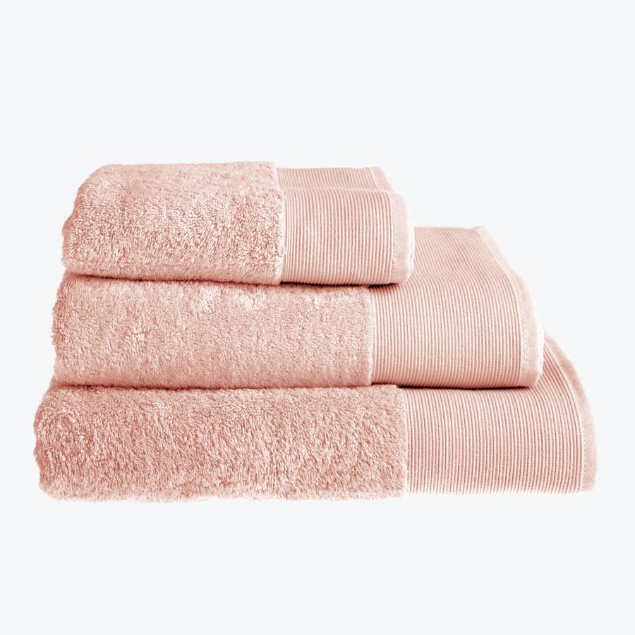 Blush pink bamboo towel set, super soft and sustainable.