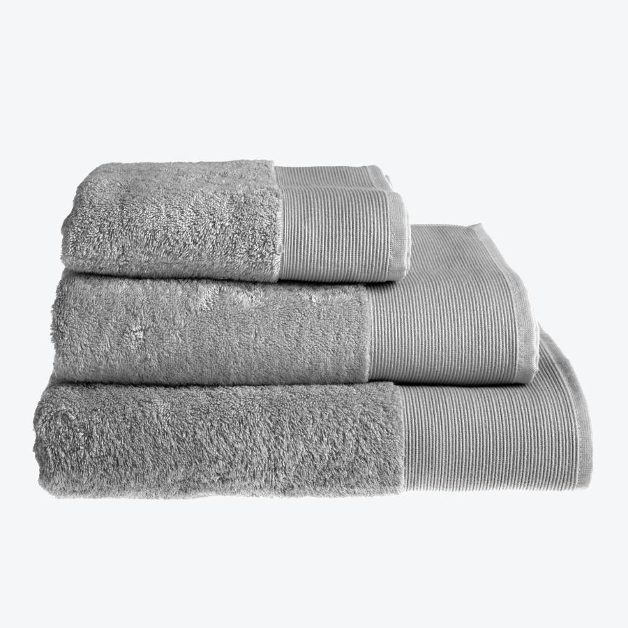 Silver grey bamboo towels set - face cloths, hand towels, bath towels and bath sheets.