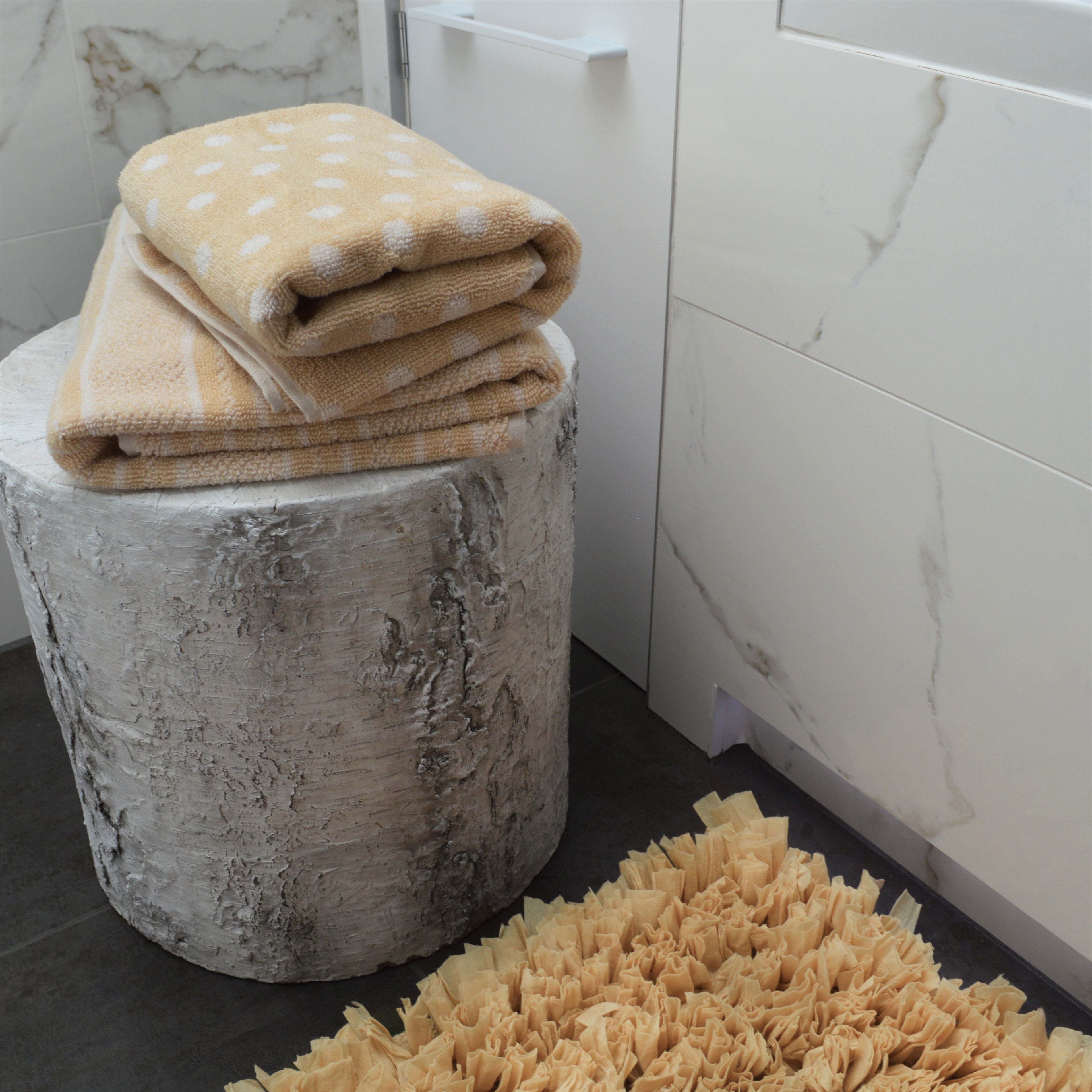 Stripe and Spot Patterned Towels, Beige